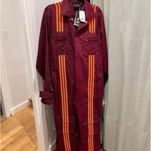 Adidas Ivy Park Maroon Jumpsuit with Orange Accents